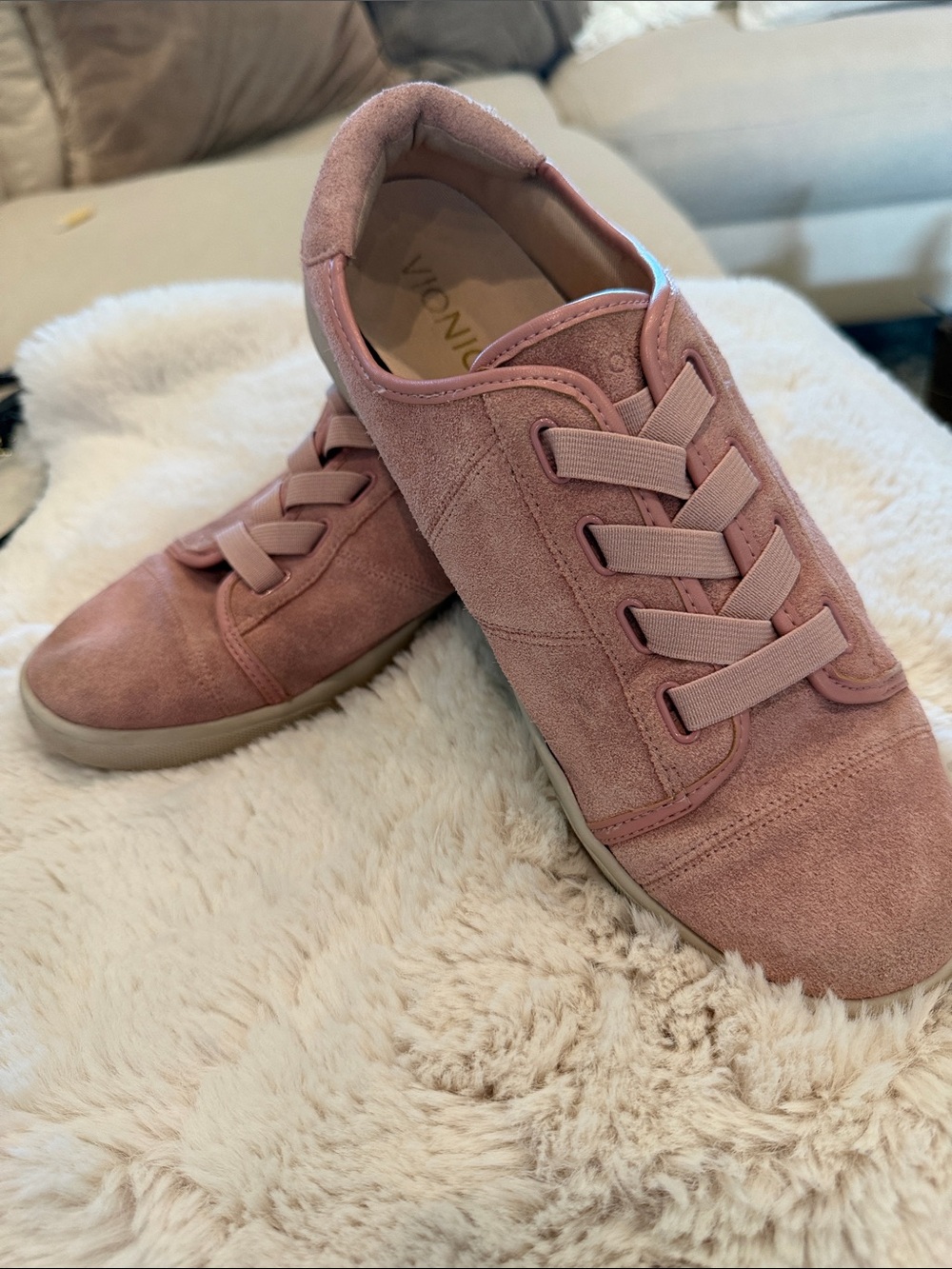 Vionic Jean Suede Pink Orthotic Slip-On Sneakers (Women's Size 9.5 Wide)